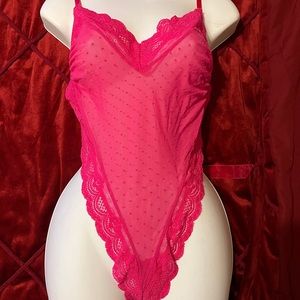 Victoria’s Secret hot pink mesh teddy